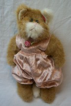 TY Attic Treasures TAN CAT IN PINK OVERALLS 9&quot; Plush Stuffed Animal TOY - $14.85