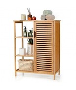 Bamboo Bathroom Storage Cabinet with Single Door-Natural - Color: Natural - $2,742.71 MXN