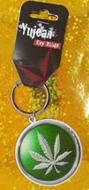 Chrome Pot Leaf Green Background  Metal and Enamel Key Ring - Yujean 2012 - $125.93 MXN