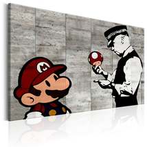 Tiptophomedecor Stretched Canvas Street Art - Banksy: Mario On Concrete ... - £80.12 GBP+