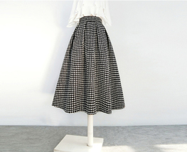 Black Winter Tweed Skirt Outfit Women Plus Size A-line Pleated Party Skirt image 8