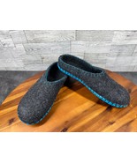 Clemente Slippers Mules Women 9M Shoes Gray Blue Wool Leather Sole Comfo... - $37.78 CAD