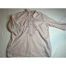 Avenue Shirt Womens Plus XXL 18/20 Pink Blouse Embroidery Floral Half Sl... - $8.60