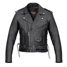 Men&#39;s Basic MCJ W/Lace Sides &amp; Z/O Liner Leather Jacket by Vance Leather - £79.83 GBP