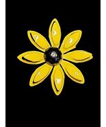 Vintage Yellow Enamel Flower Brooch Black Eyed Susan 60s 70s Style Lapel... - $27.54