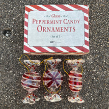 Set of 3 Glass Peppermint Candy Christmas Ornaments Giftco Inc. All Different - $15.49