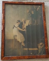 Beautiful Antique Artwork Print - Gorgeous Veneer Frame Fair Condition N... - $59.39