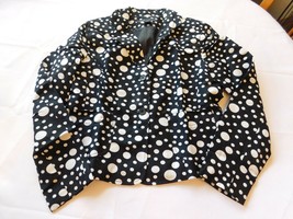 Larry Levine Women&#39;s Ladies Coat Button Up Long Sleeve Jacket Size 8 Polka Dots - £18.13 GBP