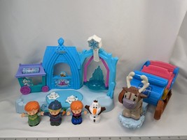 Fisher Price Little People Frozen Castle Playset Sled Sleigh Figures Lot - £24.13 GBP