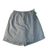 Denim &amp; Co Chambray Blue Faux Wrap Skirt Skort Tie Flap Front Womens L A... - €16,21 EUR