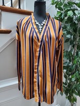 Boohoo Tall Women Multicolor 100%Polyester LongSleeve Stripe Wrap Blouse Shirt 4 - £20.83 GBP