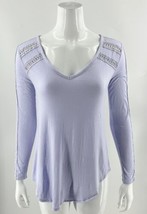 Deletta Anthropologie Tunic Top Size XS Lilac Purple Crochet Lace Sleeve Womens - £23.46 GBP