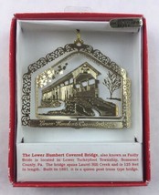 Nations Treasures Pennsylvania Covered Bridge Brass Metal Ornament Souvenir - £11.03 GBP
