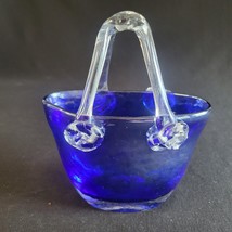VINTAGE Murano Style Glass PURSE VASE Cobalt BLUE Handblown Handbag Irid... - £17.12 GBP