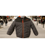 Champion C9 Baby Boys Puffer Jacket Size 18M Gray Orange Fleece Lined Ho... - $10.78