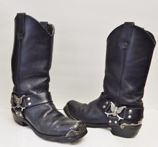 Dingo Harness Boots Biker Leather Western Motorcycle Eagle Black Men&#39;s 8 EW - £103.39 GBP