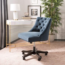 Navy Velvet Tufted Swivel Desk Chair By Safavieh Home. - £300.49 GBP