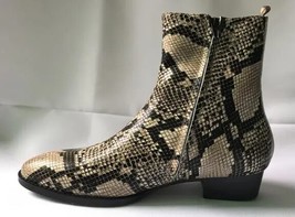 NEW style Top quality designer golden Snake skin  men shoes luxury brand Chelsea - £220.80 GBP