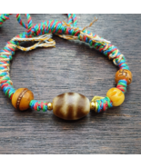 Bracelet de perles Dzi fait main cordon multicolore - bracelet de perles... - $35.09