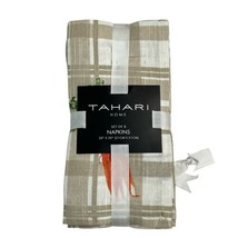 Tahari Napkin Set Brown Plaid Easter Dinner Carrots Spring Classic Set Of 8 - £21.44 GBP