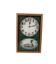 Vintage 70s Mid Century Modern MCM Wood Glass Duck Hanging Wall Clock Bo... - $98.95