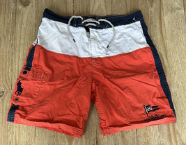 Vintage Polo Ralph Lauren Naval Rescue Patrol Orange White Board Shorts Mens 32 - £38.28 GBP