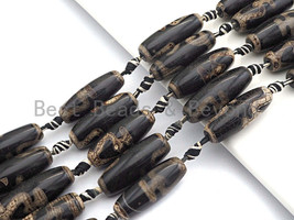 Quality Natural Black Tibetan Agate Spacer Beads 15.5&quot; Strand for Jewelry Making - $2.90+