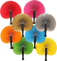 24 Pack round Folding Handheld Paper Fans Accordion Fans Assortment for ... - £30.97 GBP