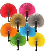 24 Pack round Folding Handheld Paper Fans Accordion Fans Assortment for ... - £31.07 GBP
