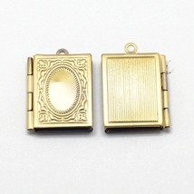 Book Locket Charm Antiqued Bronze Movable Realistic Frame Jewelry Fairy ... - $9.57 CAD