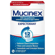 Mucinex Max Strength 12-Hour Chest Congestion Expectorant 14 Tablets - £11.04 GBP
