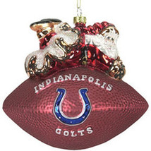 Indianapolis Colts 5 1/2 Peggy Abrams Glass Football Ornament CO - $36.99