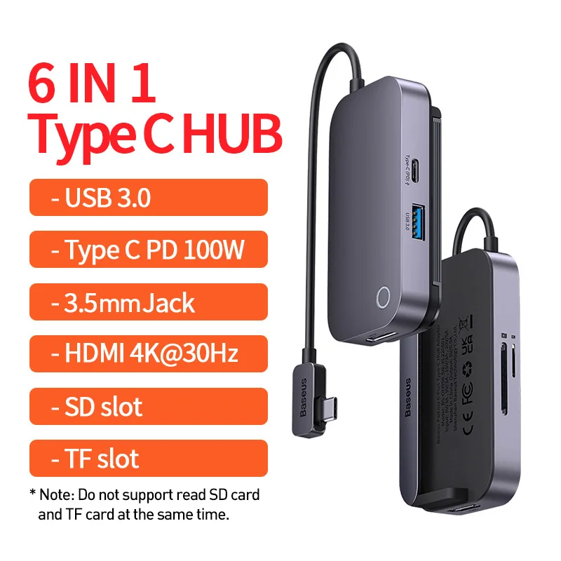 Baseus USB C HUB Type C to 4K HDMI-compatible SD TF Card 3.5mm o Jack US... - $162.93