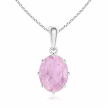 ANGARA 9x7mm Rose Quartz Pendant Necklace in Sterling Silver for Women, Girl - £139.00 GBP+