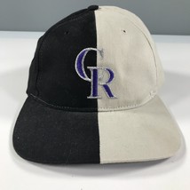 Vintage Colorado Rockies Dad Hat Beige Black Split Adjustable Strap Purple Logo - £14.78 GBP