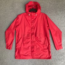 Lands End Rain Coat Womens Large 14-16 Red Hooded Lined Vented Raincoat ... - £20.27 GBP