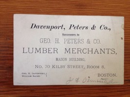 Antique Victorian Business Trade Card Boston MA Davenport Peters Lumber ... - £13.32 GBP