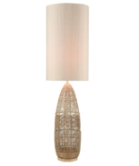 Organic Mod Coastal Boho Rattan Rope Floor Lamp Linen Shade Anthropologi... - £282.40 GBP