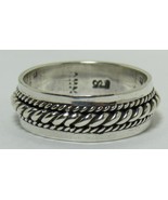 AHM  925 Sterling Silver Ring Sz 7.75 Weave Raised Rope 6MM Band 4g - $19.79