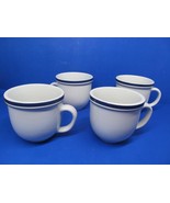 Culinary Arts Cafeware Blue Bands Cups Set Of 4 Cups VGC - £31.25 GBP
