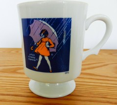 Morton Salt collectible footed coffee mug 1972 &quot;When it Rains it Pours&quot; Ad - £11.72 GBP