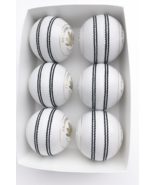 Pack of 04 Hand-Stitched White Leather Cricket Balls (4-Piece Construction) - $33.65
