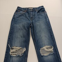 Levis Low Pro Straight Womens Blue Cotton Distressed Denim Jeans Size 26 (27×31) image 13