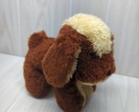 Puppy dog Plush vintage brown beige cream red felt tongue out firm stand... - $19.79