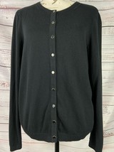 Talbots Button Front Cashmere Cardigan Womens Lp Long Sleeves Lightweight Black - £17.69 GBP