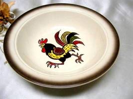 2561 Antique Brown Poppytrail Metlox Red Rooster Veg Serving Bowl - $15.00