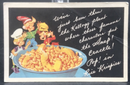 Snap! Crackle! Pop! Kellogg&#39;s Rice Krispies Advertising Postcard Creased - $4.99