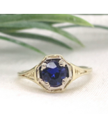 Rare 14k Yellow Gold .55ct Purple Genuine Natural Sapphire Filigree Ring... - €840,37 EUR