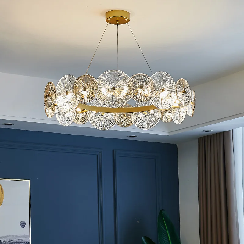 N paint ring dining chandelier g9 lighting bedroom living room glass disc indoor luxury thumb200