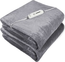 Wapaneus Electric Throw Blanket 50&quot; X 60&quot; Flannel Heated Throw Blanket, Grey. - £44.82 GBP